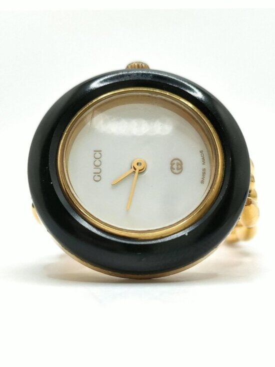 Gucci Women Gucci Black & Gold Bangle Watch Swiss Made Quartz Women\'s Designer Watch